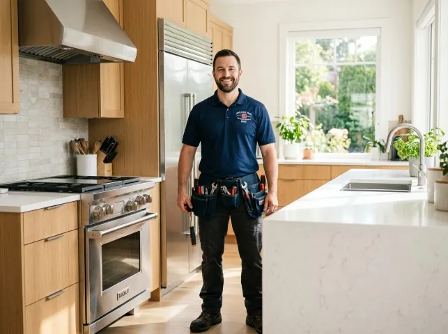 Appliance Repair Hero technician in a Avon By The Sea, NJ kitchen after an appliance repair